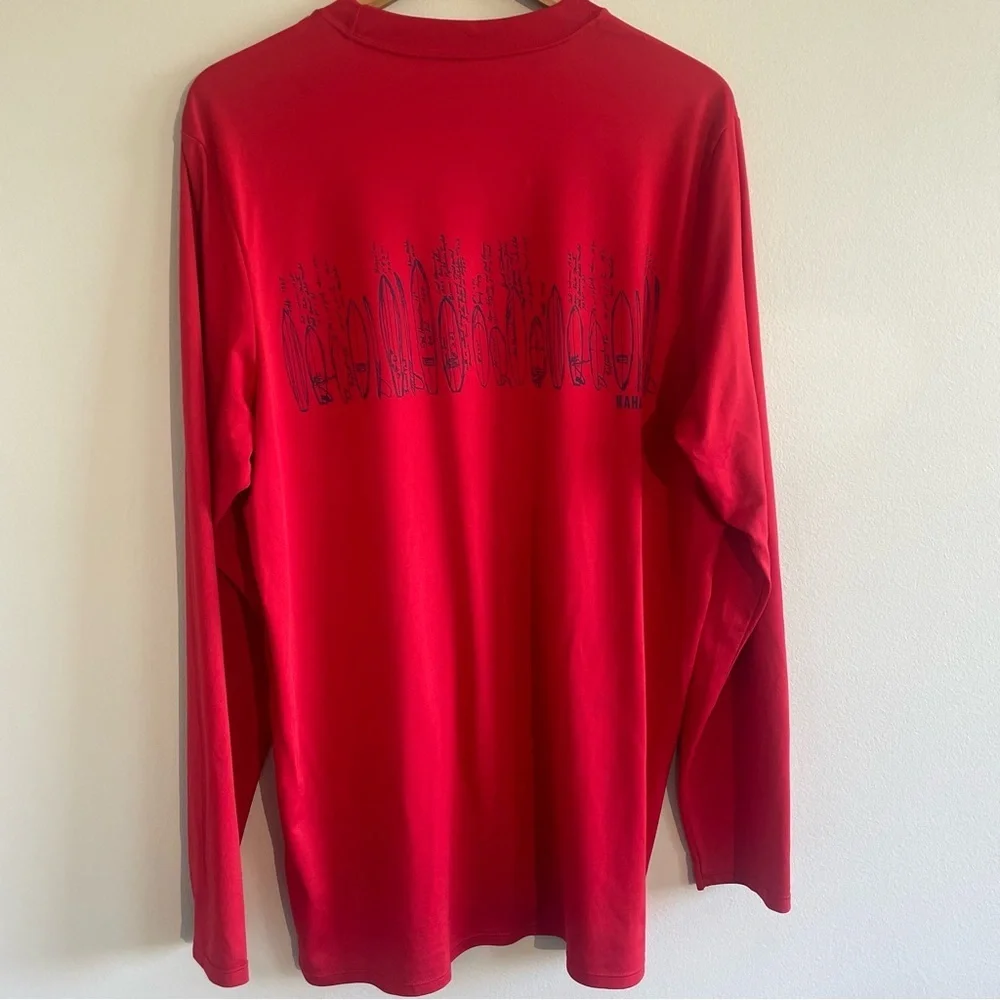 Kahala Hawaii Sport Men's Long Sleeve Tee Surfboard Print Red Size XL - Picture 3 of 7